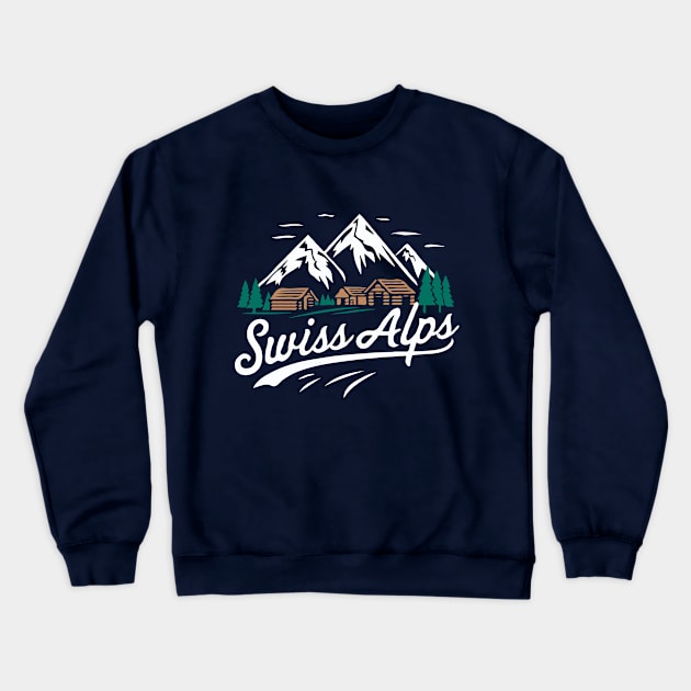 Swiss Alps. Retro Switzerland Crewneck Sweatshirt by Chrislkf